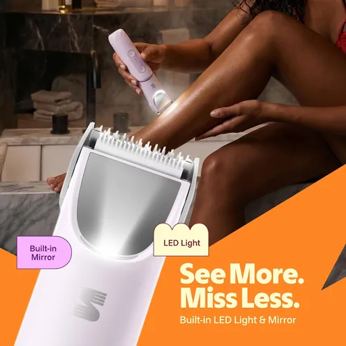 Vista 5 de SpinDuo 2 en 1 recortadora de bikini eléctrica para mujer, cabezal Rosa