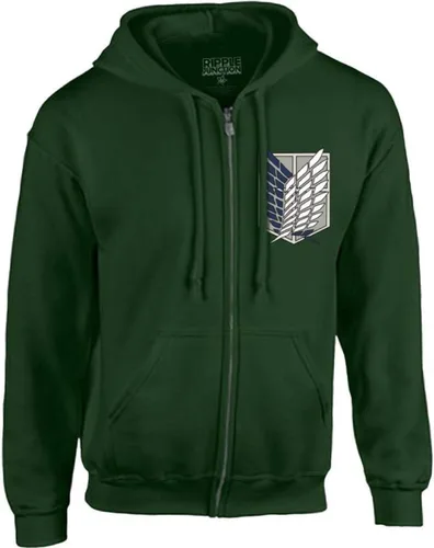 Vista 2 de Ripple Junction Attack on Titan - Sudadera con capucha para hombre con cremallera completa y cremallera completa en la parte delantera y trasera