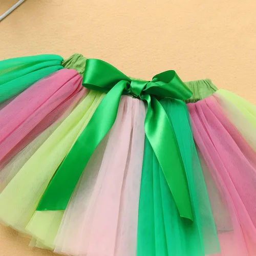 Vista 6 de IDOPIP Traje de primer cumpleaños de arcoíris para niñas y bebés, falda tutú, falda de tul, diadema de primer cumpleaños