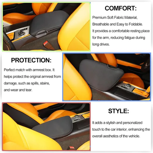 Vista 5 de Funda de consola central para Chevrolet Corvette C7 2014-2019, accesorios para tapas de reposabrazos, funda para reposabrazos de automóvil
