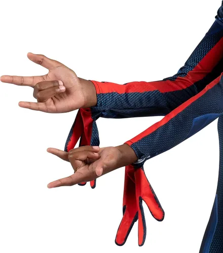 Vista 6 de Marvel - Traje clásico de Spider-Man Miles Morales Zentai para niños, disfraz de Spiderman para Halloween, talla XS