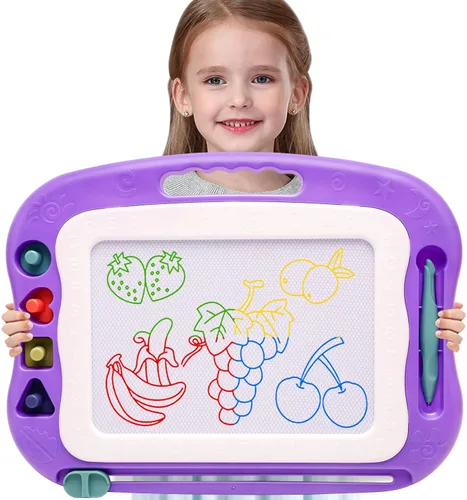 Vista 9 de Wellchild Tablero magnético de dibujo, juguetes para niñas y niños de 3 años, tablero magnético de garabatos para niños, almohadilla de dibujo