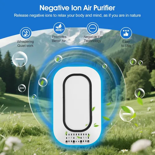 Vista 3 de Paquete de 3 Purificadores de Aire Enchufables con Luz Flotante Azul Hielo, Purificador de Aire de Iones Negativos con 4 Cepillos Integrados, 2W