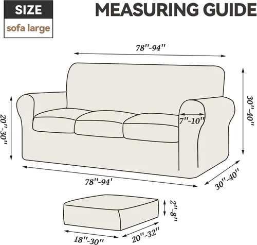 Vista 6 de WEERRW 4 Piezas Fundas de Terciopelo de Alta Elasticidad para Sofá de 3 Cojines Fundas de Sofá, Protector de Muebles Lavable con Parte Inferior