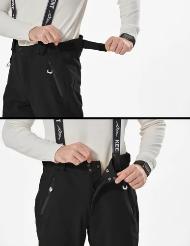 Vista 4 de fit space Pantalones de esquí para hombre, impermeables, 0.591 in, tirantes extraíbles, aislados, cálido, invierno, senderismo, snowboard, forro