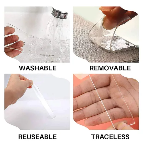 Vista 2 de Realth Cinta nano de doble cara de 2 pulgadas x 16.5 pies, resistente, adhesivo de montaje transparente para paredes de hormigón y paredes