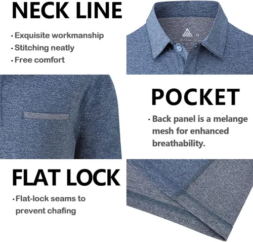 Vista 5 de Polo de golf para hombre, manga corta, táctica, camiseta de tenis casual