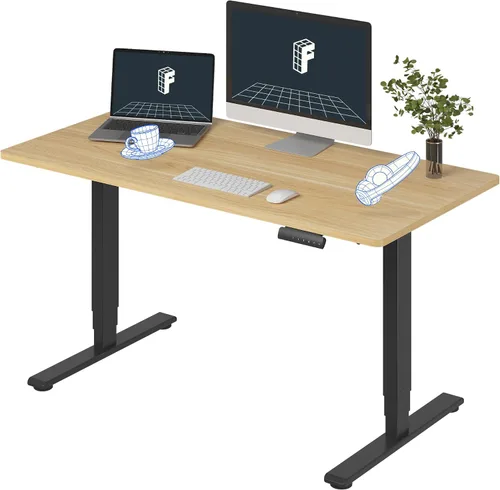Vista 47 de FLEXISPOT E6 - Escritorio de pie eléctrico de 3 etapas con motor dual, 48 x 24, para usar sentado o de pie, soporta 220 lbs, altura ajustable