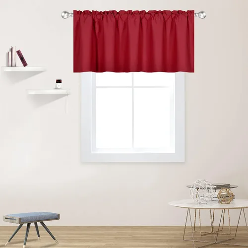 Vista 38 de DECOVSUN Cenefa morada para ventanas de 60 x 18 pulgadas, aislamiento térmico sólido, bolsillo para cortinero, cenefa corta para cocina, cenefa