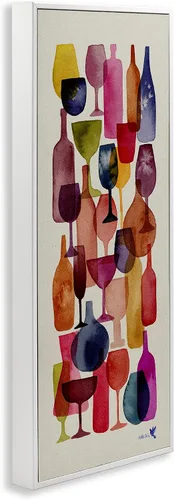 Vista 3 de Stupell Industries Copas de vino en capas Pintura enmarcada Giclée Art, diseño de Maria Over