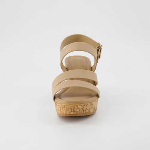 Vista 3 de CUSHIONAIRE Sandalia Russ de cuña de corcho para mujer + espuma viscoelástica, anchos disponibles