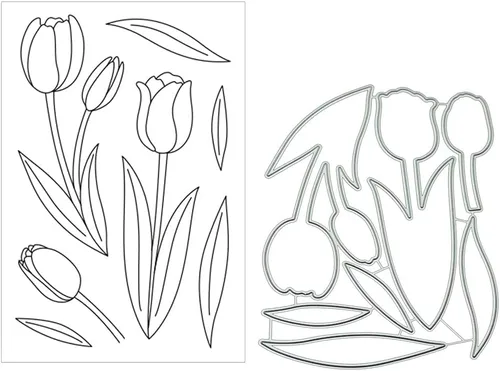 Vista 9 de Tulip - Juego de sellos y troqueles transparentes de silicona para hacer tarjetas, álbum de fotos en relieve para manualidades, decoración
