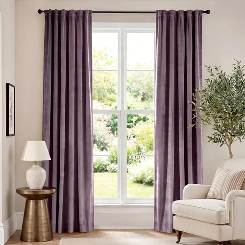 Vista 39 de Lazzzy Cortinas opacas de terciopelo beige de 84 pulgadas de largo con aislamiento térmico para oscurecer la habitación, cortinas forradas de lujo