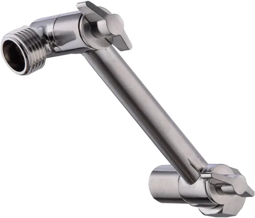 Vista 8 de TRUSTMI Brazo de ducha de latón de 4 pulgadas de altura ajustable, soporte de brazo de extensión de cabezal de ducha, latón cepillado dorado