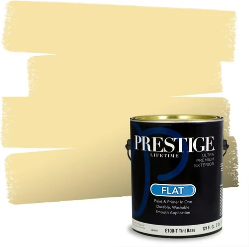 Vista 93 de PRESTIGE Pinturas de pintura exterior e imprimación en uno, 1 galón, plano, combinación comparable de Benjamin Moore* Manzanilla*