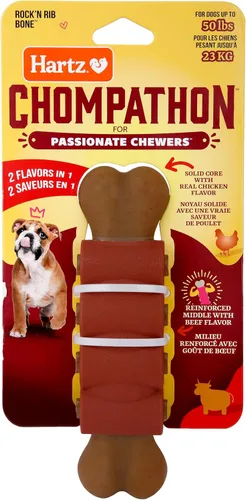 Vista 11 de Hartz Chompathon Diamondbite - Juguete masticable para perros masticadores agresivos, doble capa con sabor a pollo y mantequilla de maní