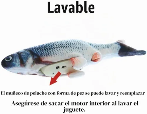 Vista 5 de QIAONIUNIU Juguetes de peluche interactivos de peces móviles eléctricos