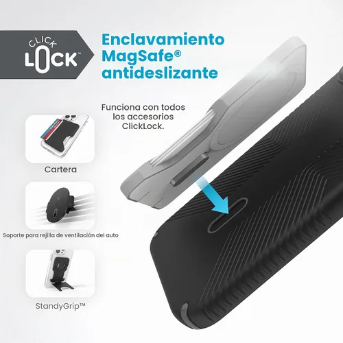 Vista 4 de Speck Funda para iPhone 15 Plus – Bloqueo de bloqueo antideslizante ClickLock, diseñada para MagSafe, agarre de protección contra caídas