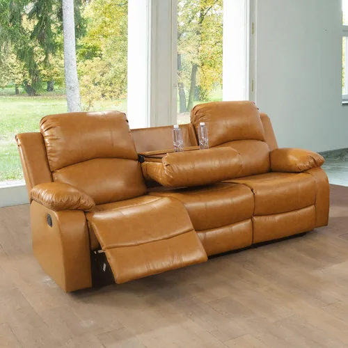 Vista 3 de Beverly Fine Furniture Alpine - Juego de sillón reclinable para sala de estar, sofá de dos piezas, color jengibre