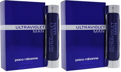 Vista 3 de Paco Rabanne - Perfume ultravioleta para hombre, fragancia oriental amaderada, se abre con notas de menta y especias, mezclado con ámbar y vetiver