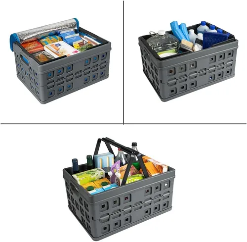 Vista 5 de Sunware - Caja plegable cuadrada con asa (32 litros), color negro antracita