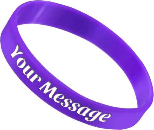 Vista 18 de 50 pulseras de silicona personalizadas para motivación, recuerdos de fiesta, eventos, cumpleaños, conciencia Negro