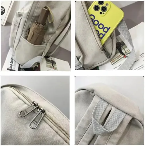 Vista 5 de Mochila de lona para mujeres y hombres, bolsas estéticas vintage, mochila de viaje, mochila bohemia hippie grunge (negro)