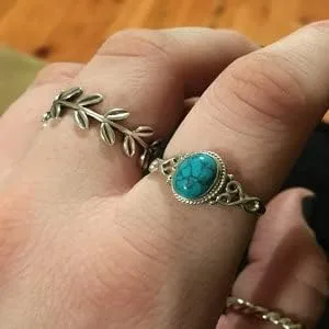 Vista 4 de Avicrafts Turquoise Stone Ring 925 Sterling Silver Statement Ring For Women Handmade Gemstone Christmas Jewellery Gift For Her