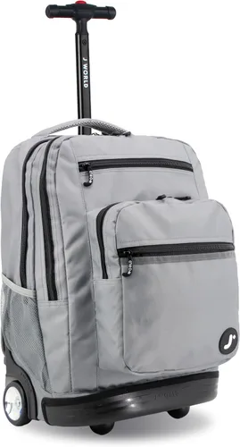 Vista 20 de J World Sundance Mochila Rodante para Laptop para Niñas y Niños. Mochila Escolar con Ruedas, Rombos negro, 20 pulgadas