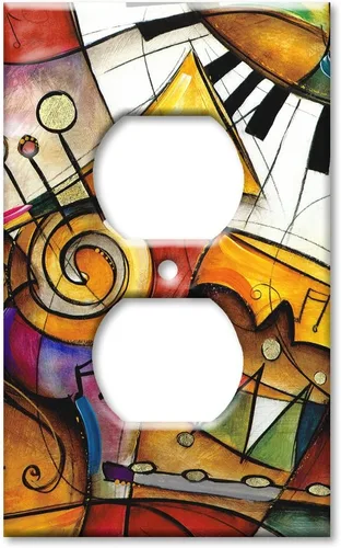 Vista 6 de Art Plates - Placa decorativa de pared de metal con palanca de doble pandilla - Teclado - (fabricado en Estados Unidos)