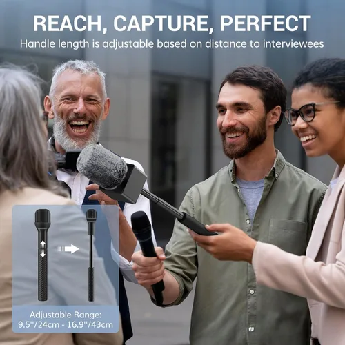 Vista 5 de TONOR Mango de micrófono inalámbrico compatible con DJI, RODE, Hollyland, soporte de micrófono de longitud ajustable para todos los micrófonos