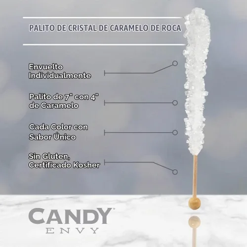 Vista 6 de Palitos de azúcar de caramelo de roca azul claro, sabor a algodón de azúcar, 12 recuerdos de fiesta envueltos individualmente