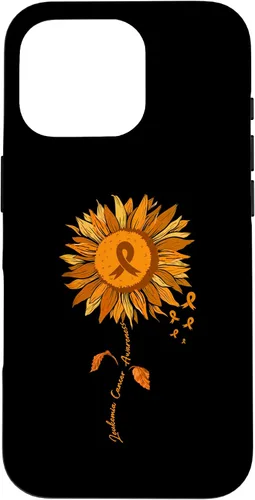 Vista 20 de Funda para iPhone 17 con cinta naranja y girasol de conciencia sobre la leucemia