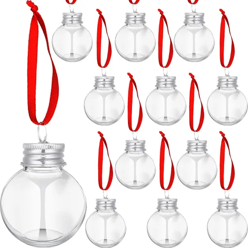 Vista 11 de Patelai 24 Piezas Bolas de Bebida de Navidad Adorno de Vaso de Chupito Adornos de Árbol de Navidad de Plástico Rellenables Bombillas de Botella