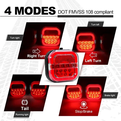 Vista 5 de NeaLia CD28 Magnetic Wireless Trailer Lights, Rechargeable Tow Light Kit Rojo