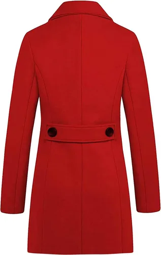 Vista 3 de Chouyatou - Elegante abrigo con cuello de solapa y abotonadura doble para mujer, de mezcla de lana