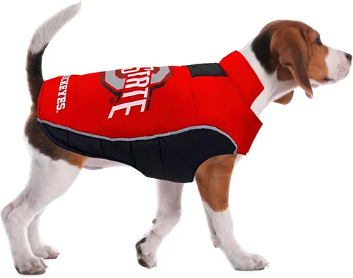 Vista 4 de Pets First Collegiate Clemson Tigers - Chaleco acolchado para perros y gatos. Talla S. Abrigo cálido, acogedor e impermeable, para perros y gatos