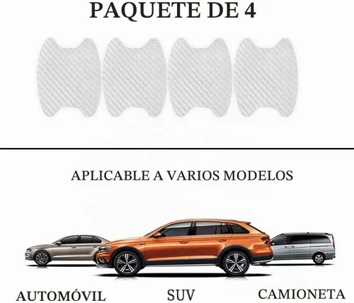 Vista 3 de 4 unidades de protector de puerta de automóvil de fibra de carbono antiarañazos, película protectora para manijas de auto sin marcas, universal