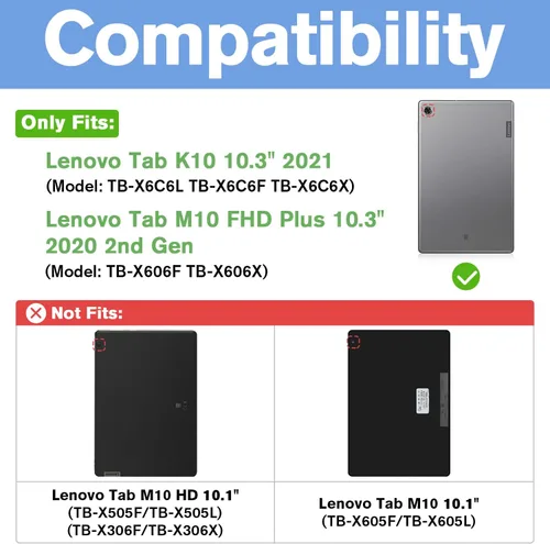 Vista 2 de ProCase Funda Lenovo Tab K10 de 10.3 pulgadas 2021 / M10 FHD Plus (2ª generación 2020), resistente a prueba de golpes, con soporte giratorio