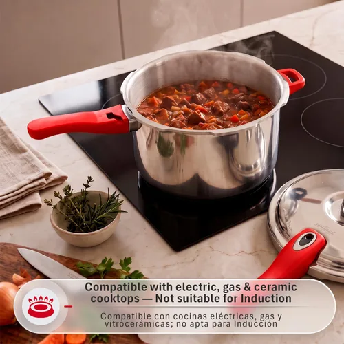 Vista 4 de Magefesa Avant - Olla a presión de aluminio de 6.2 cuartos de galón, compatible con estufas de gas, eléctricas y de cerámica, olla a presión