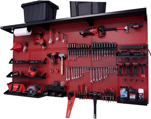 Vista 9 de OmniWall Weekend Warrior XL - Sistema de organización de pared de metal (negro/azul)