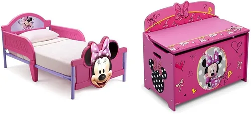 Vista 9 de Delta Children - Cama infantil con estribo 3D, Disney/Pixar Cars 3 y Delta Children Disney Minnie Mouse 6 cubos de diseño y almacenamiento