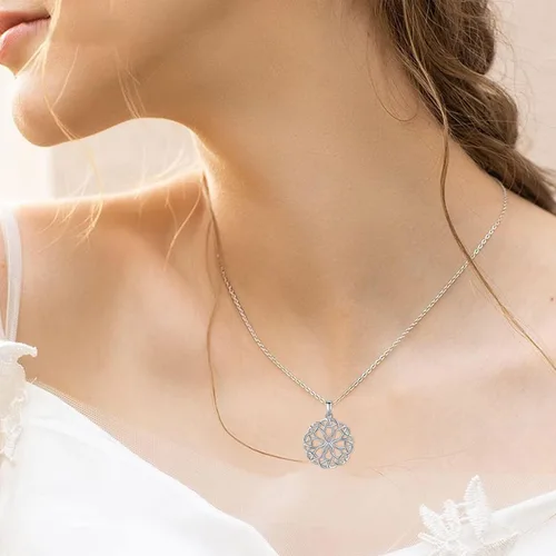 Vista 6 de VOVEAT Celtic Knot Necklace 925 Sterling Silver Good Luck Celtic Necklace Amulet Protection Necklace Birthday Valentines Day Gifts Amulet Protection
