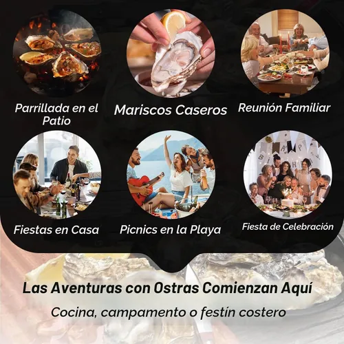 Vista 6 de Cuchillo para cortar ostras, juego de kit de shucking de ostras resistente y afilado con mango de madera cómodo, juego de cuchillo y guante de ostra