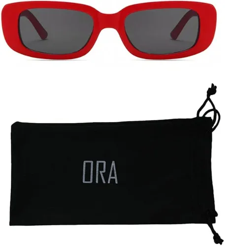 Vista 2 de ORA - Lentes de sol rectangulares para mujer, lentes de sol Y2K para mujer, de moda, retro, 2000, cuadrados, 90, gafas de sol rave