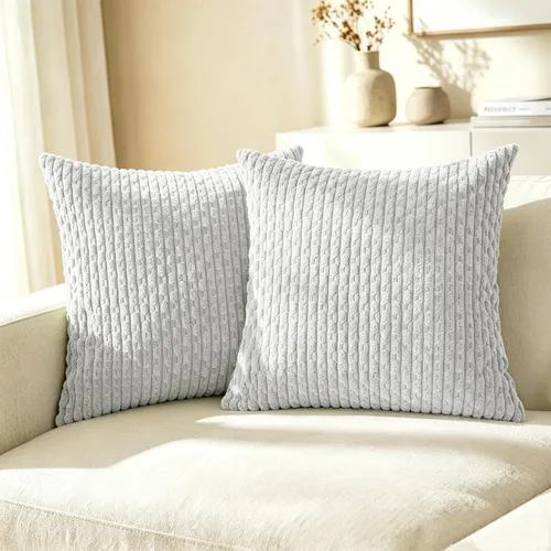 Vista 43 de CaliTime Fundas de Almohada Decorativas Paquete de 2 Cómodas de Pana Acanalada a Rayas Waffle Fundas de Cojines Decorativos para Sofá Cama