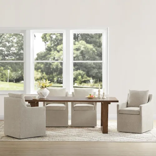Vista 11 de KISLOT Upholstered Dining Chairs Set of 1 with Casters, Cream