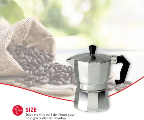 Vista 3 de Home Basics Máquina de café expreso de aluminio de 5 onzas, 3 tazas