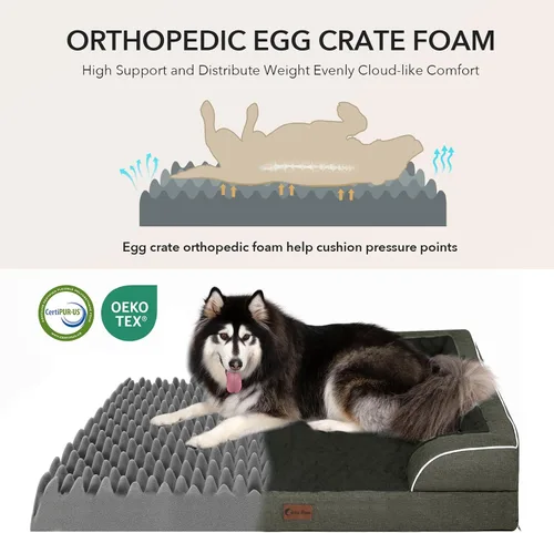 Vista 42 de Camas ortopédicas para perros grandes, cama de espuma viscoelástica impermeable para mascotas grandes con lados 89x56 cm, sofá para perros grandes