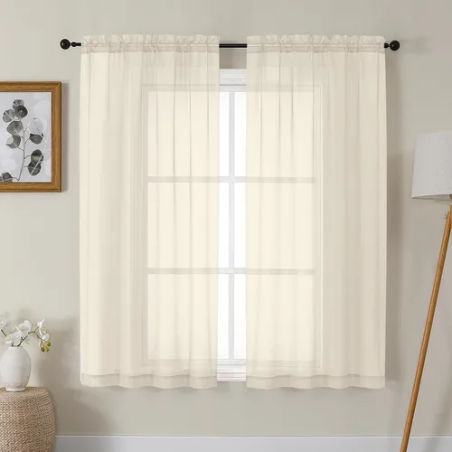 Vista 109 de Gwine Cortinas transparentes negras de 108 pulgadas de largo Negro